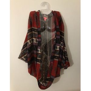 Red + multi colored printed kimono 💃🏼😊